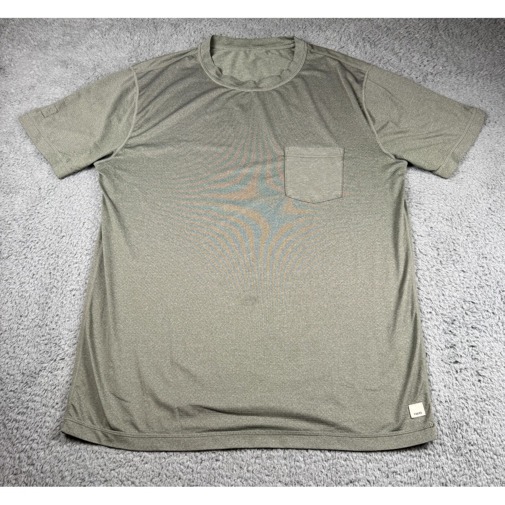 Vuori Men's Army Heather Tradewind Performance Short Sleeve Shirt Stretch No Tag